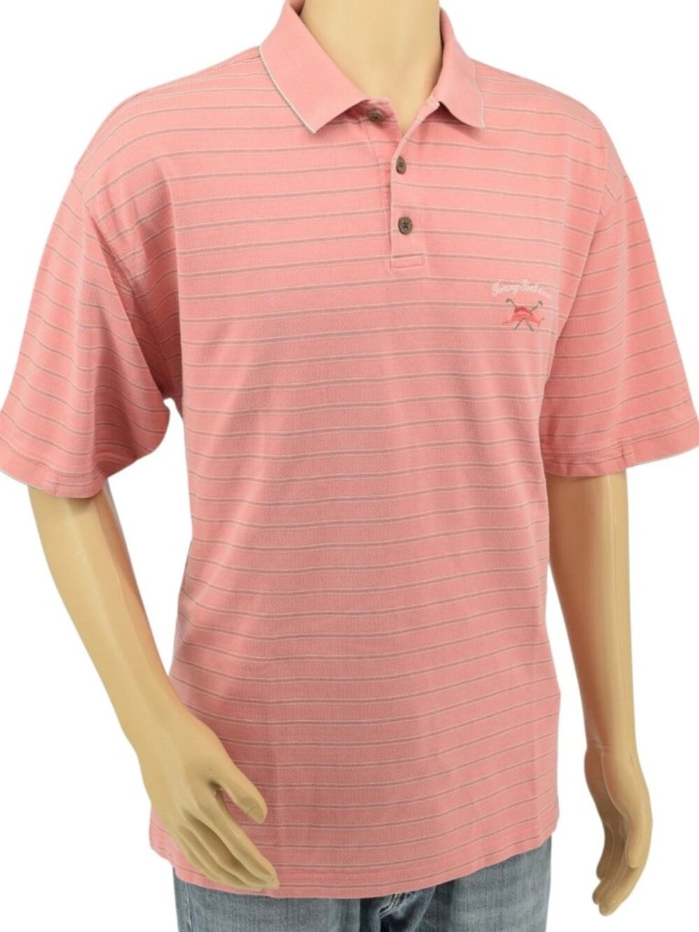 Tommy Bahama Silk Cotton Striped Golf Polo